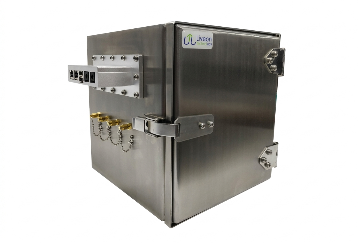 Side angle view of LTL B5001 EMI EMC RF shielded enclosure